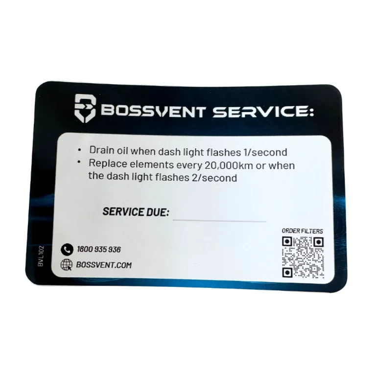 BOSSVENT FILTER ELEMENT SERVICE STICKER FOR CATCH CANS